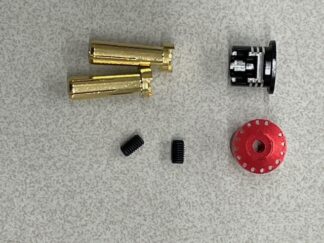 Goldkontakt-Stecker rot/schwarz 5mm mit Griff und Kühlkörper